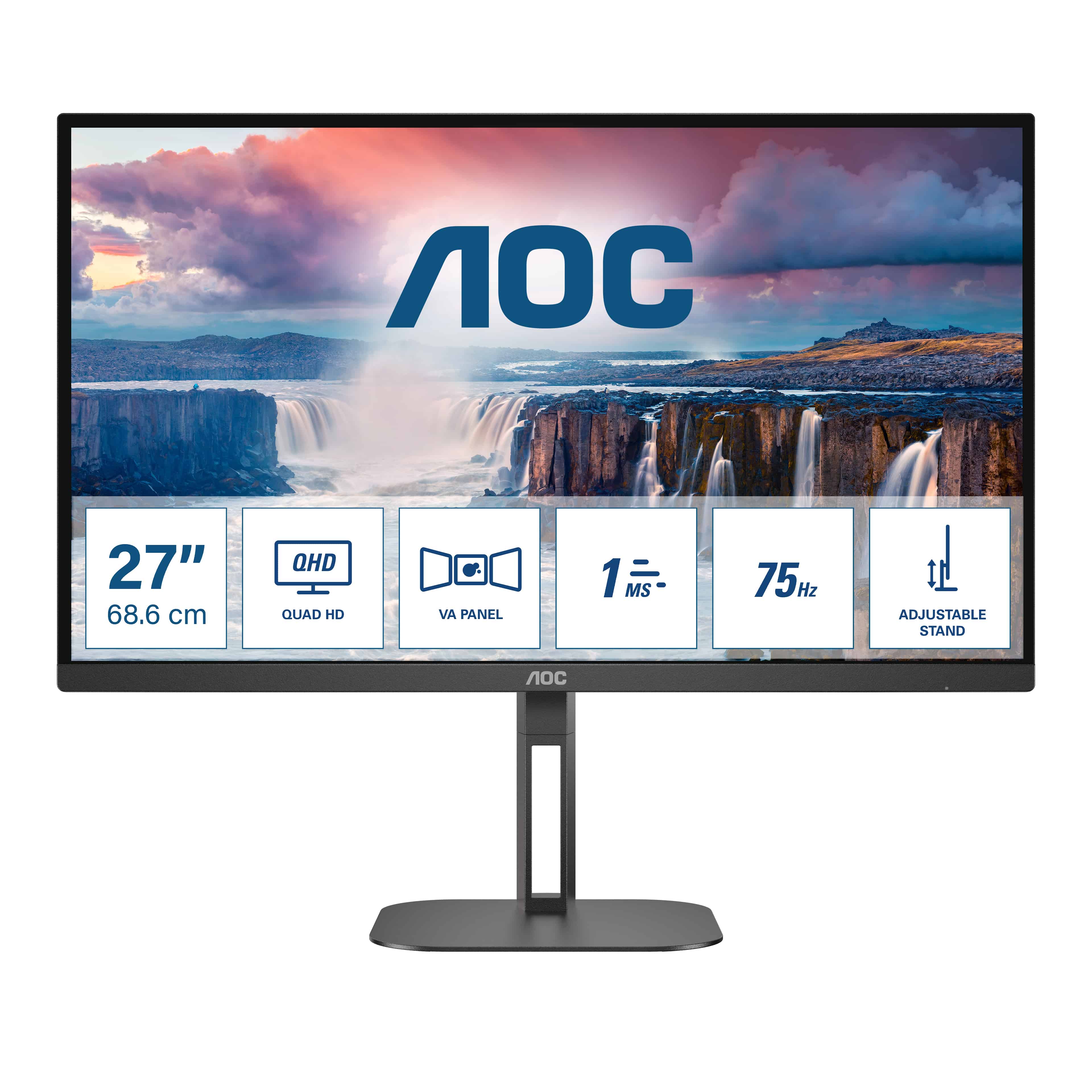 AOC V5 Q27V5N 68,6 cm (27) 2560 x 1440 Pixels Quad HD LED Zwart (Q27V5N/BK) thumbnail