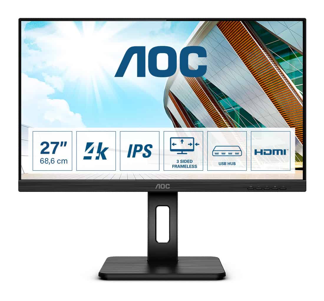 AOC P2 U27P2 LED display 68,6 cm (27) 3840 x 2160 Pixels 4K Ultra HD Zwart (U27P2) thumbnail