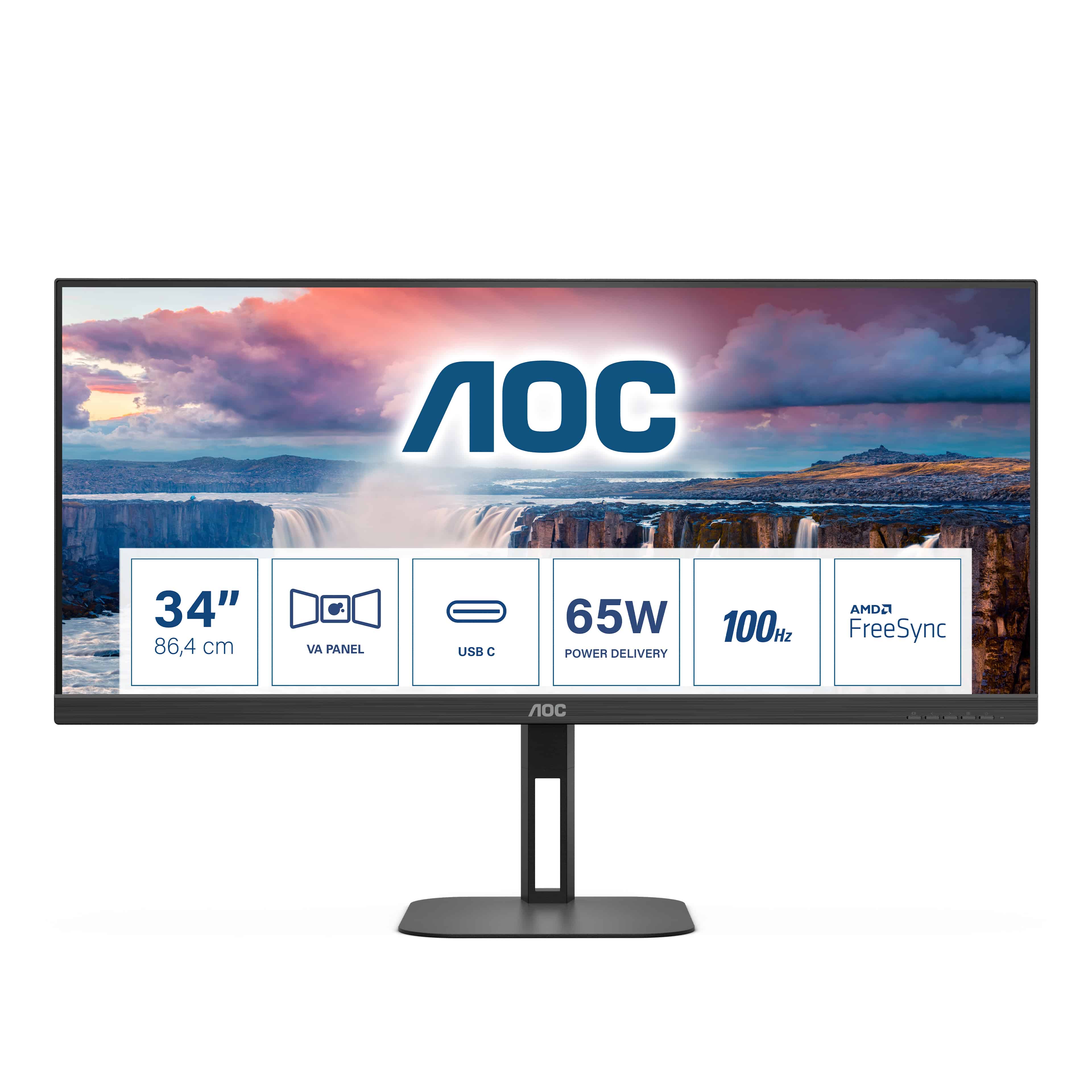 AOC V5 U34V5C/BK computer monitor 86,4 cm (34) 3440 x 1440 Pixels UltraWide Quad HD LCD Zwart (U34V5C/BK) thumbnail