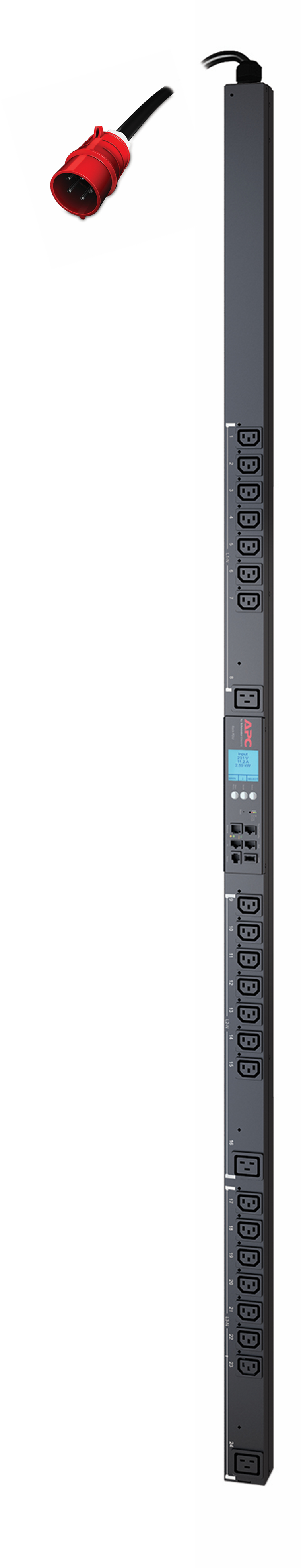 APC AP8681 - Switched & Metered-by-Outlet PDU, 0U, 400V, (21x) C13 & (3x) C19, IEC 309 16A 3Fase stekker (AP8681) thumbnail