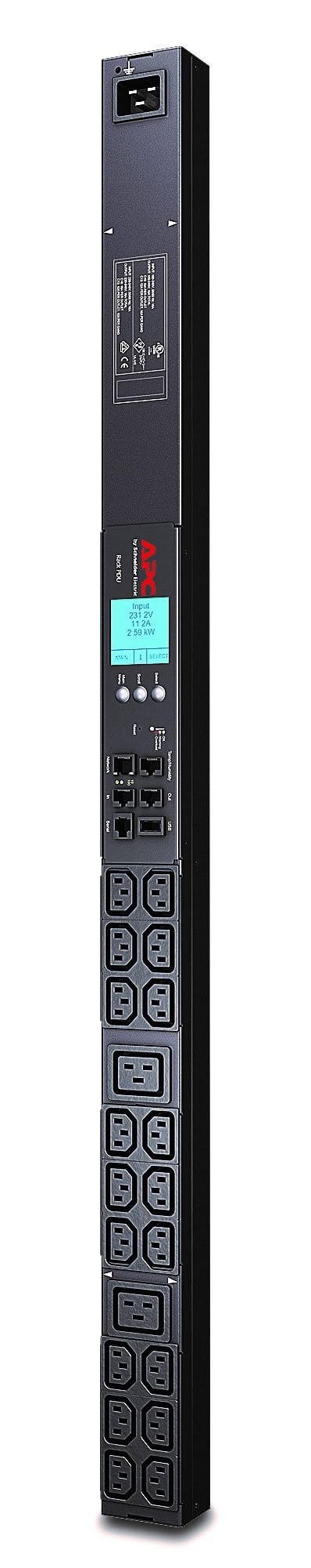 APC Rack PDU, Metered, ZeroU, 16A, 230V, (18x) C13 & (2x) C19 (AP8858) thumbnail