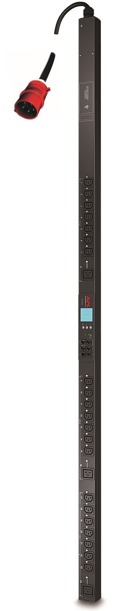 APC Rack PDU, Switched, ZeroU, 16A, 400V, (21x) C13 & (3x) C19, IEC 309 16A 3Fase stekker (AP8981) thumbnail