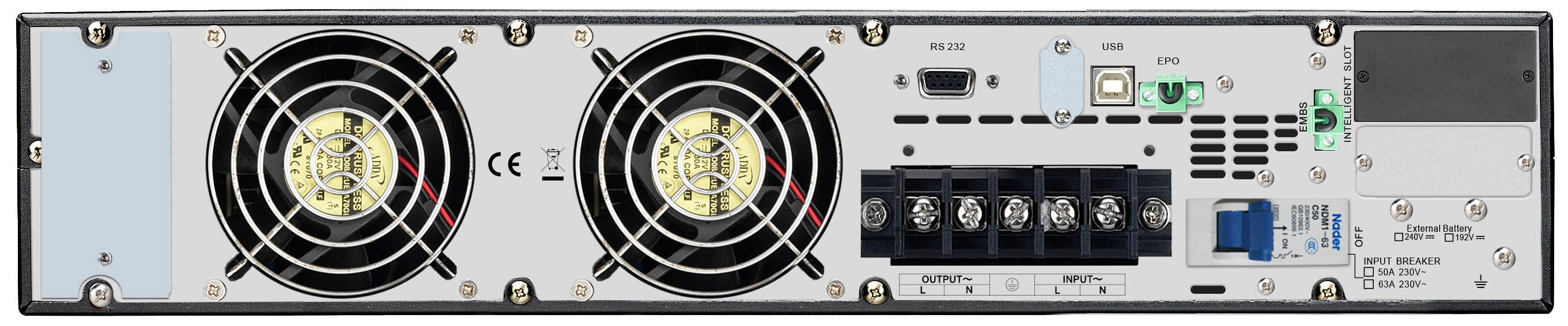 APC Easy-UPS On-Line 10000VA Noodstroomvoeding - Hardwire 1 fase uitgang, USB, Railkit (SRV10KRIRK) thumbnail