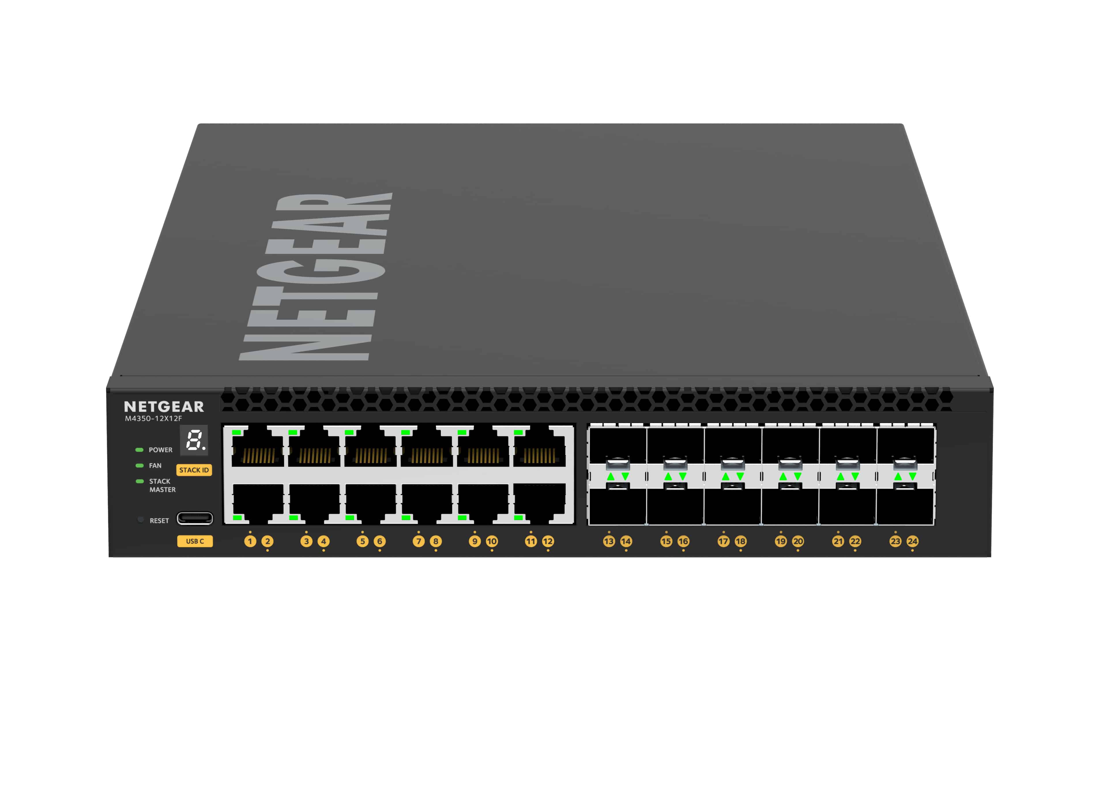 NETGEAR M4350-12X12F Managed L3 10G Ethernet (100/1000/10000) 1U Zwart (XSM4324-100NES) thumbnail