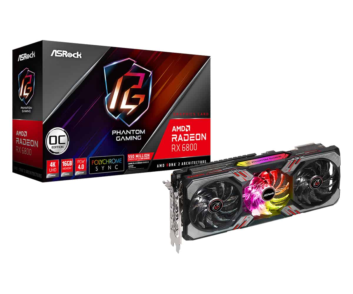 Asrock RX6800 PGD 16GO AMD Radeon RX 6800 16 GB GDDR6 (90-GA2AZZ-00UANF) thumbnail