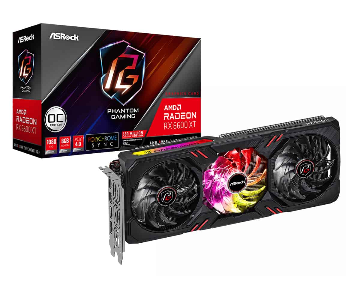 Asrock Phantom Gaming RX6600XT PGD 8GO AMD Radeon RX 6600 XT 8 GB GDDR6 (90-GA2QZZ-00UANF) thumbnail