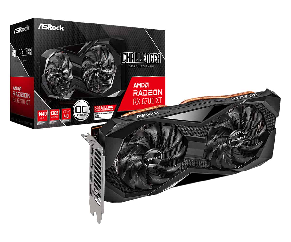 Asrock Challenger Radeon RX 6700 XT D 12GB OC AMD GDDR6 (90-GA31ZZ-00UANF) thumbnail