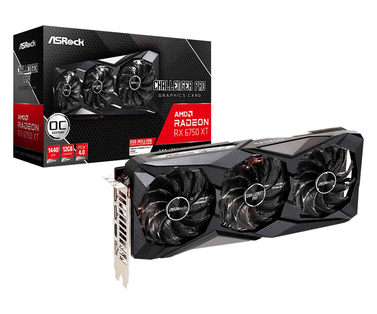Asrock Challenger RX6750XT CLP 12GO AMD Radeon RX 6750 XT 12 GB GDDR6 (90-GA3QZZ-00UANF) thumbnail