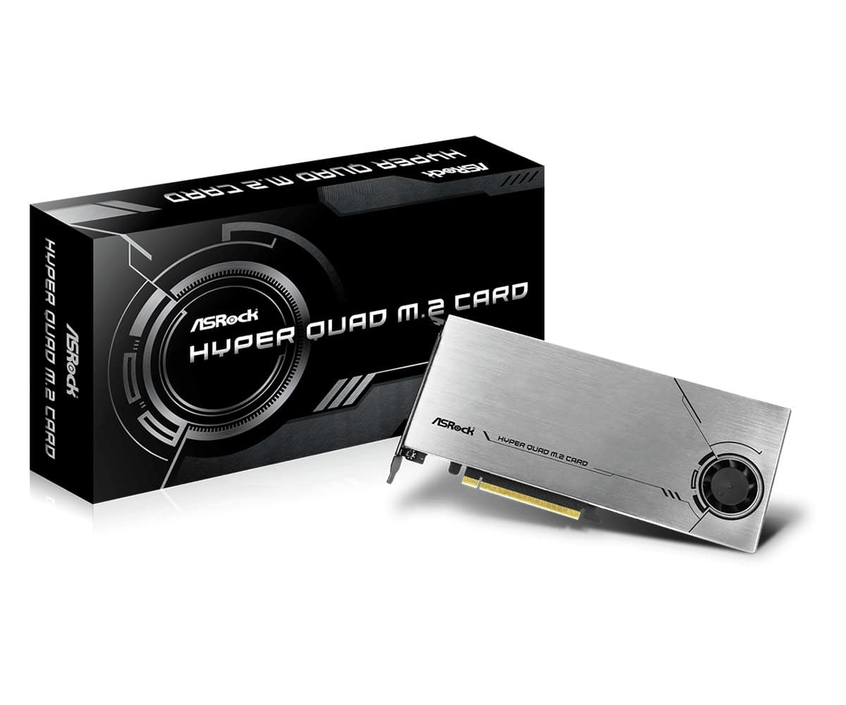 Asrock Hyper Quad M.2 interfacekaart/-adapter Intern (90-MCA0G0-00UANZ) thumbnail