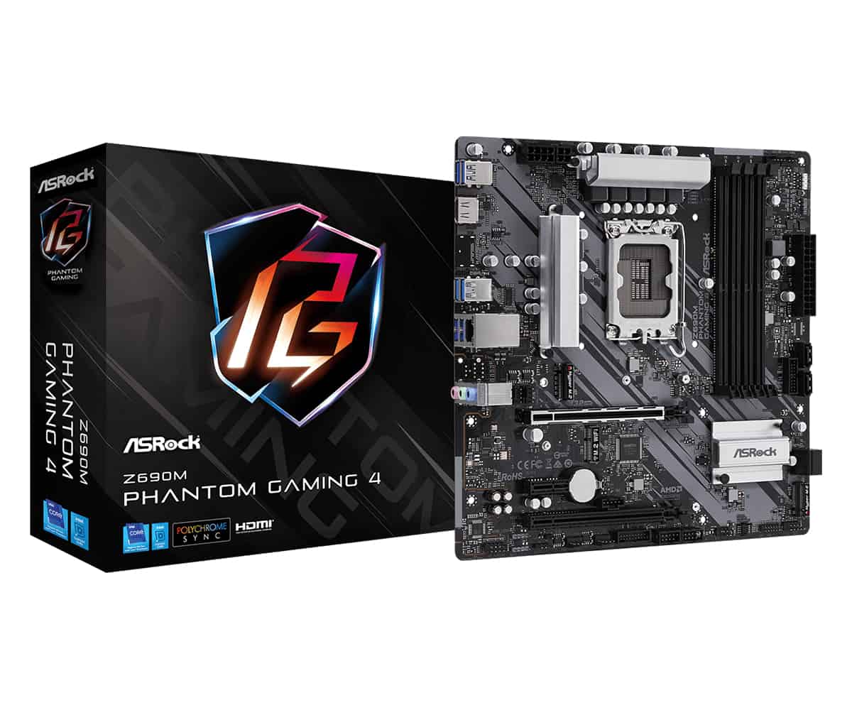 Asrock Z690M Phantom Gaming 4 Intel Z690 LGA 1700 micro ATX (90-MXBHJ0-A0UAYZ) thumbnail