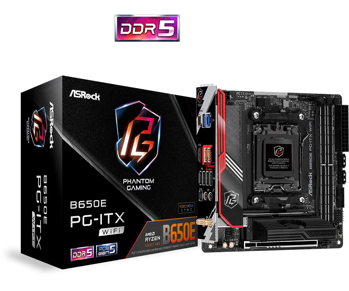 Asrock B650E PG-ITX WiFi AMD B650 Socket AM5 mini ITX (90-MXBJE0-A0UAYZ) thumbnail