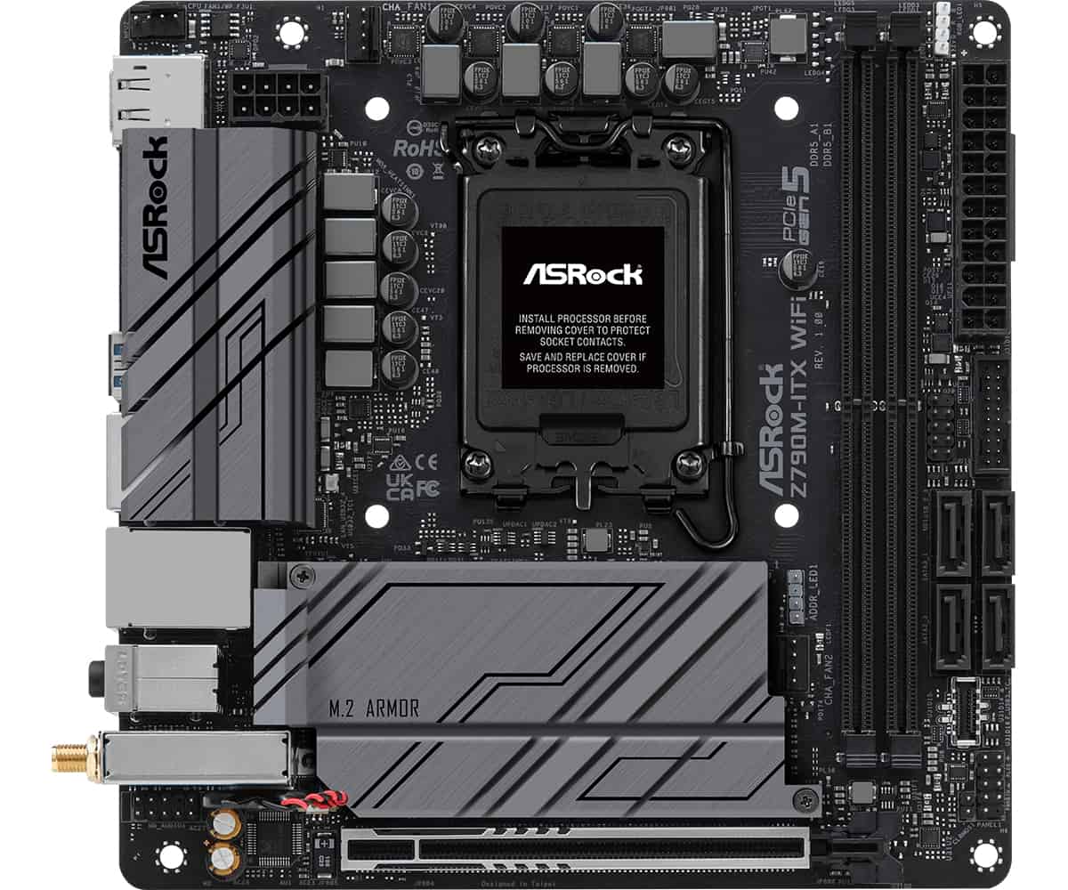 Asrock Z790M-ITX WiFi Intel Z790 LGA 1700 mini ITX (90-MXBKE0-A0UAYZ) thumbnail