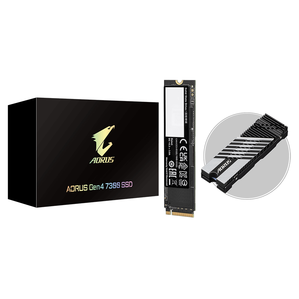 GIGABYTE AORUS Gen4 7300 SSD 2TB M.2 PCI Express 4.0 NVMe 3D TLC NAND (AG4732TB) thumbnail