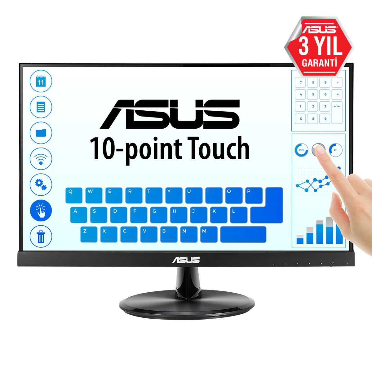 ASUS VT229H computer monitor 54,6 cm (21.5") 1920 x 1080 Pixels Full HD LED Touchscreen Zwart (90LM0490-B02170) thumbnail