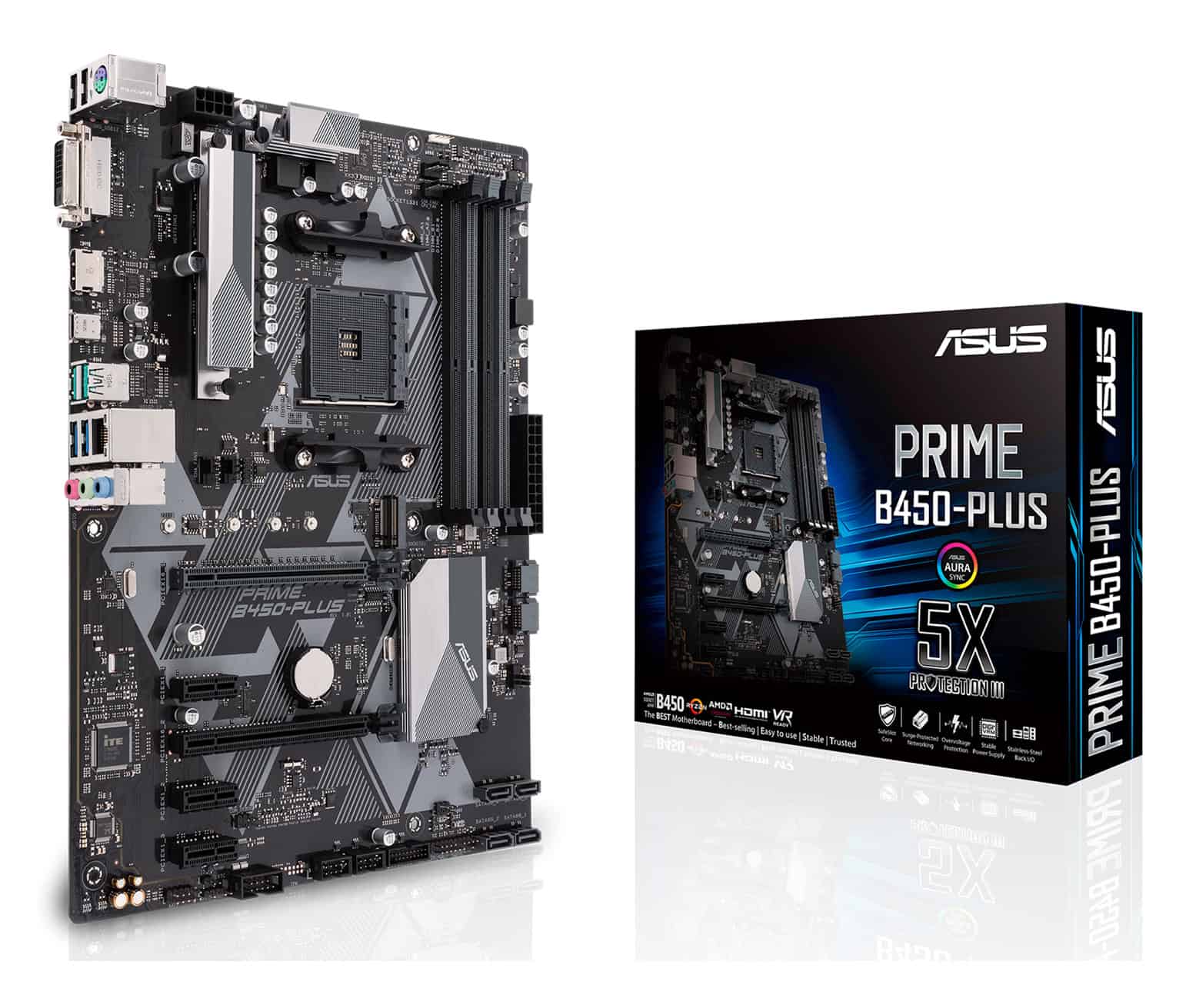 ASUS PRIME B450-PLUS AMD B450 Socket AM4 ATX (90MB0YN0-M0EAY0) thumbnail