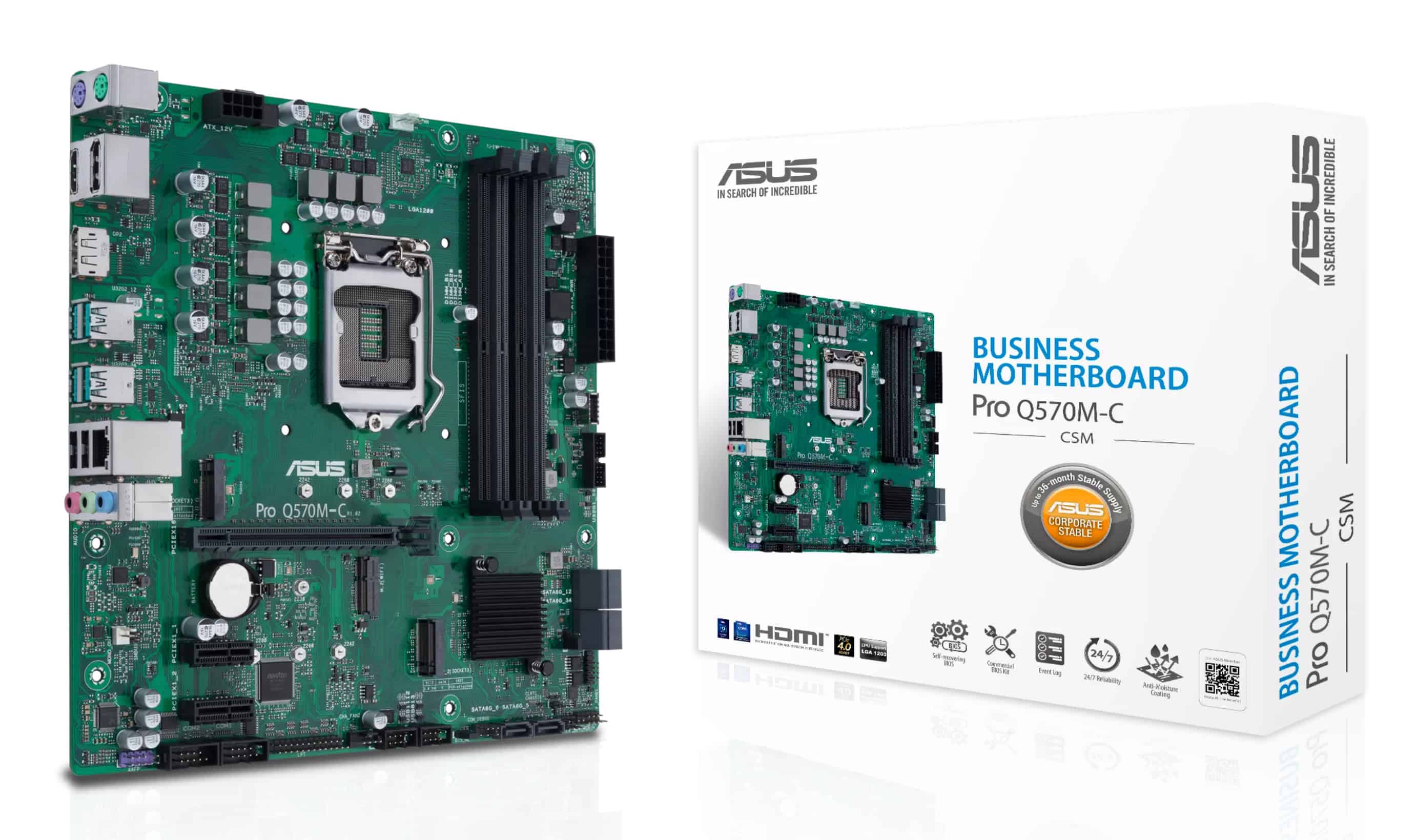 ASUS PRO Q570M-C/CSM Intel Q570 LGA 1200 (Socket H5) micro ATX (90MB1700-M0EAYC) thumbnail