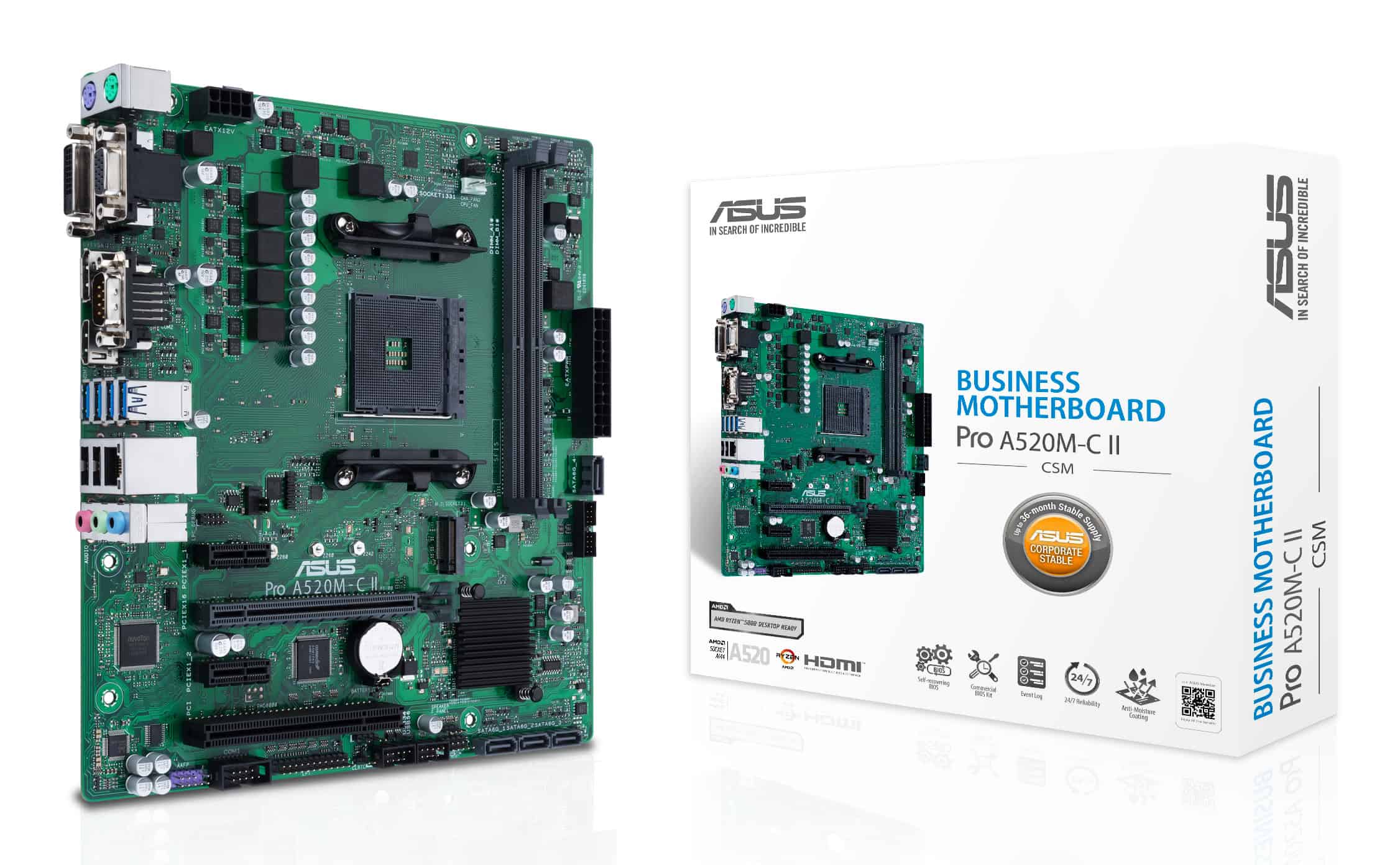 ASUS PRO A520M-C II/CSM AMD A520 Socket AM4 micro ATX (90MB18F0-M0EAYC) thumbnail