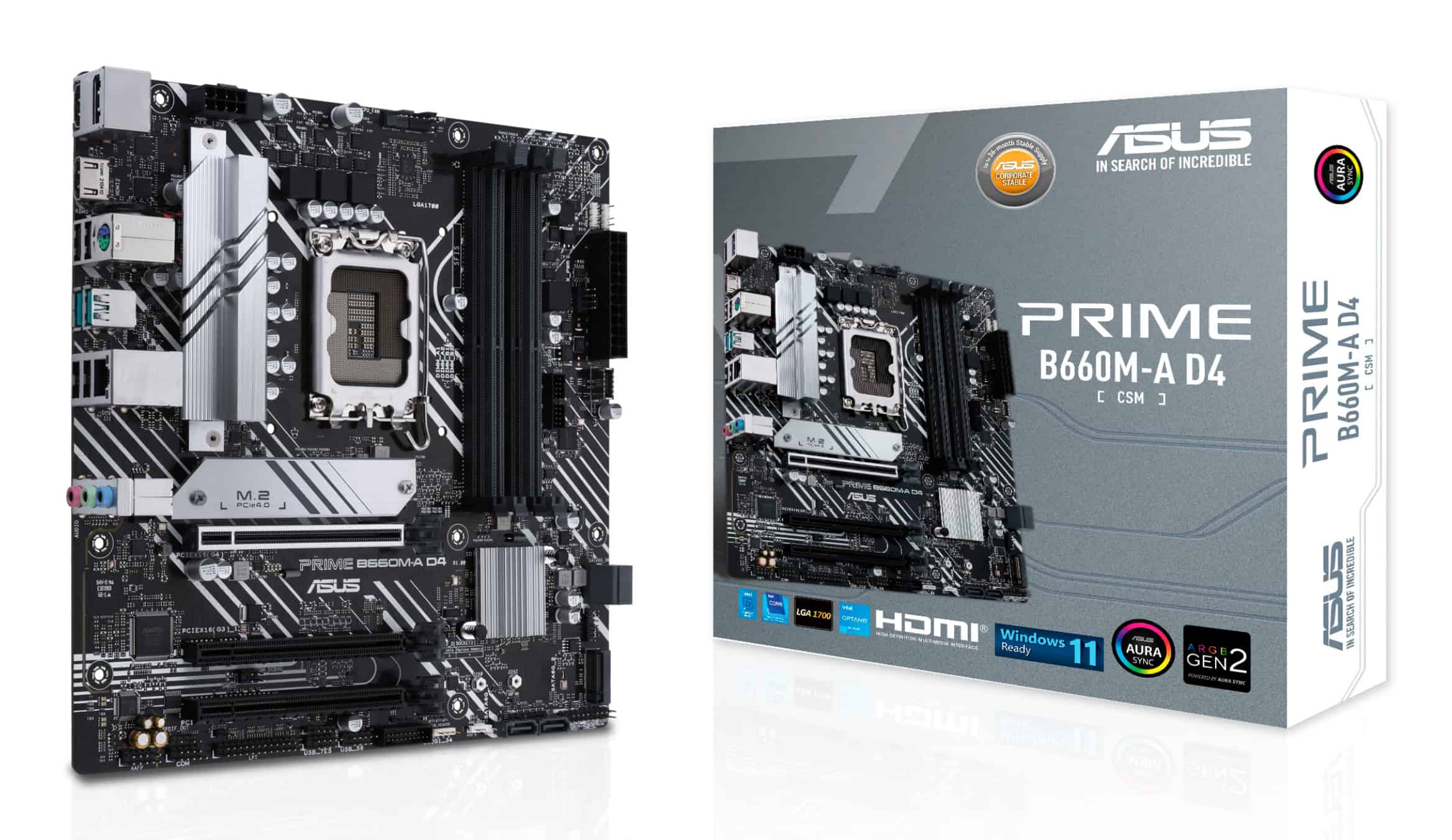 ASUS PRIME B660M-A D4-CSM Intel B660 LGA 1700 micro ATX (90MB19K0-M1EAYC) thumbnail