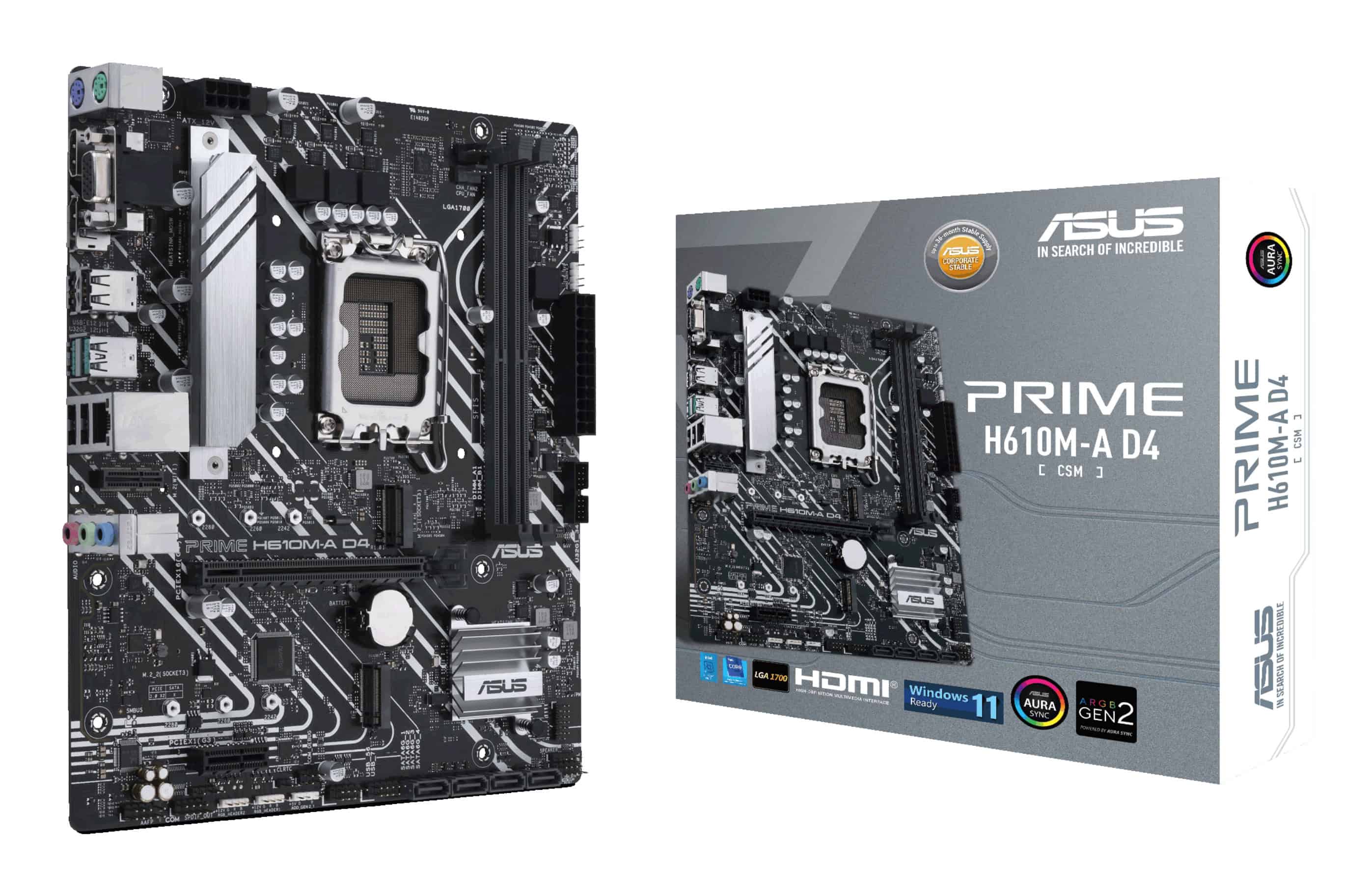ASUS PRIME H610M-A D4-CSM Intel H610 LGA 1700 micro ATX (90MB19P0-M0EAYC) thumbnail