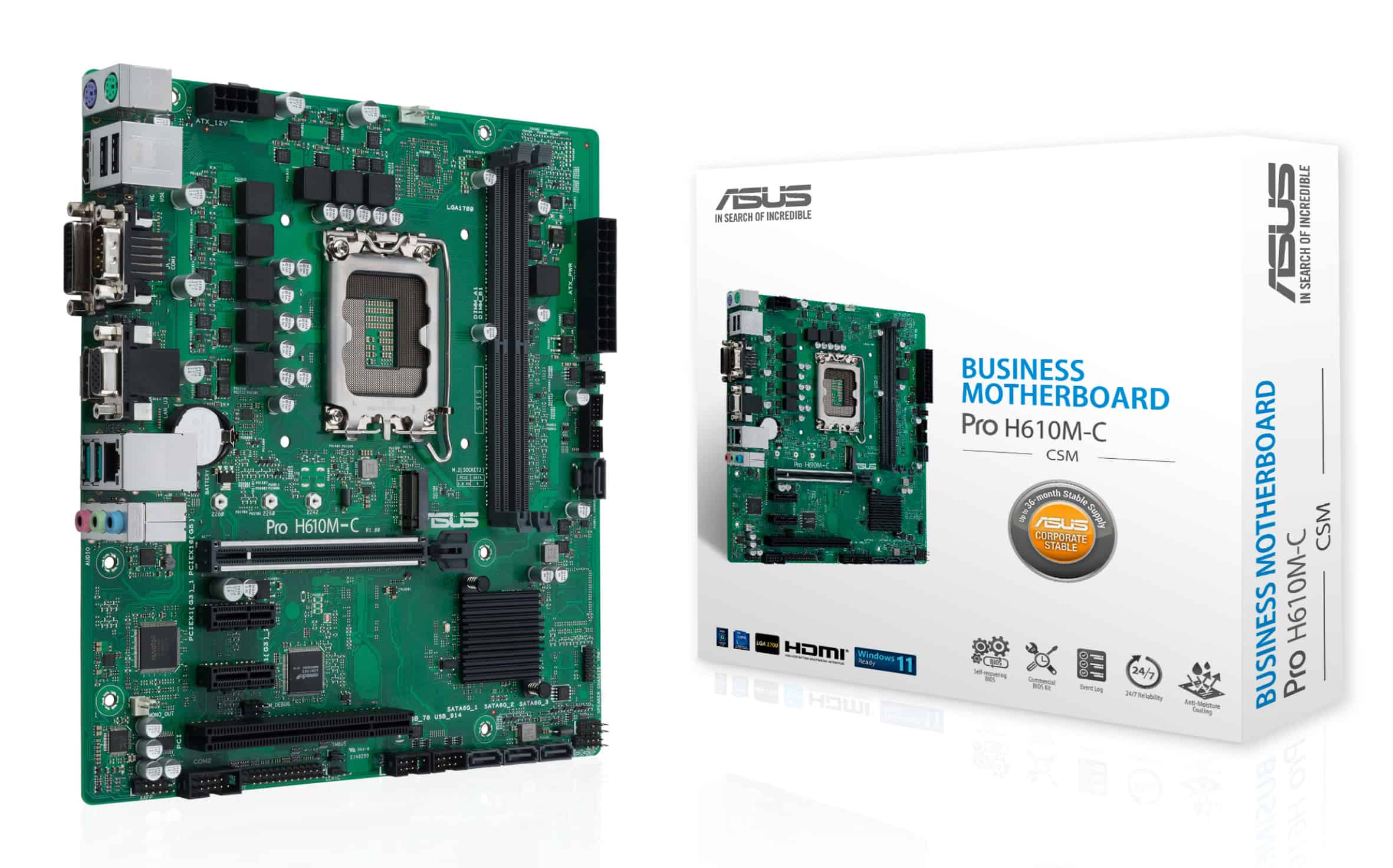 ASUS Pro H610M-C-CSM Intel H610 LGA 1700 micro ATX (90MB1AT0-M0EAYC) thumbnail