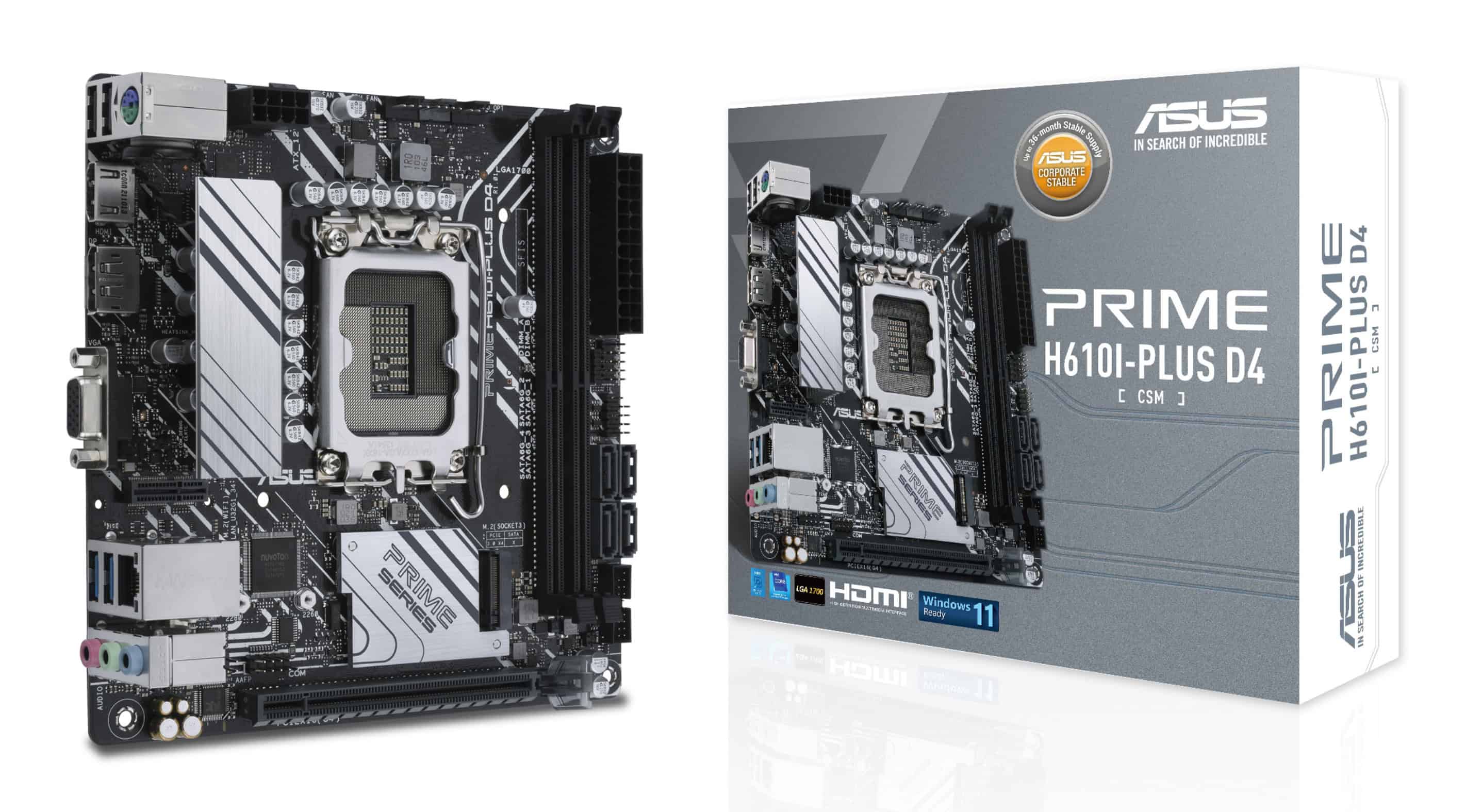 ASUS PRIME H610I-PLUS D4-CSM Intel H610 LGA 1700 mini ITX (90MB1B20-M0EAYC) thumbnail