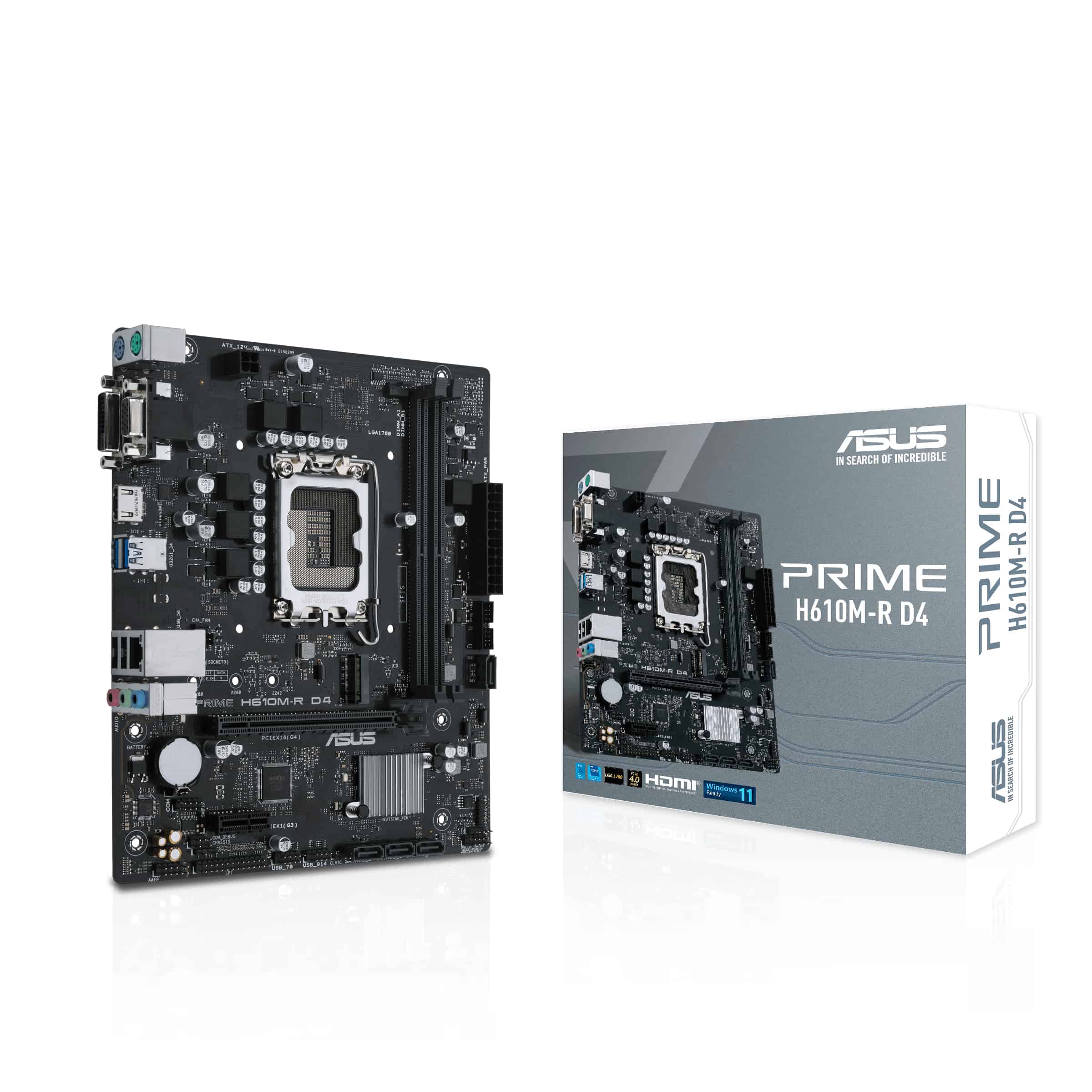 ASUS PRIME H610M-R D4 Intel H610 LGA 1700 micro ATX (90MB1B40-M0ECY0) thumbnail
