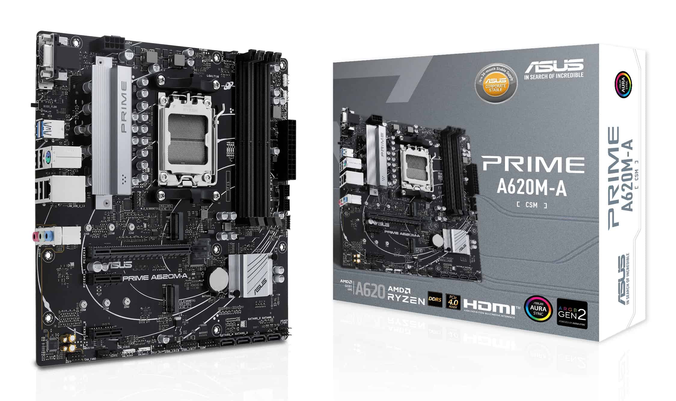 ASUS PRIME A620M-A-CSM AMD A620 Socket AM5 micro ATX (90MB1F10-M0EAYC) thumbnail