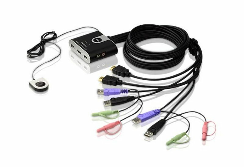 ATEN 2-poorts USB HDMI-/audiokabel KVM-switch met externe poortselectieschakelaar (CS-692) thumbnail