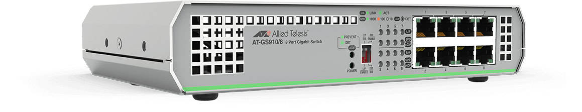 Allied Telesis AT-GS910/8-30 netwerk-switch Unmanaged Gigabit Ethernet (10/100/1000) 1U Grijs (AT-GS910/8-30) thumbnail