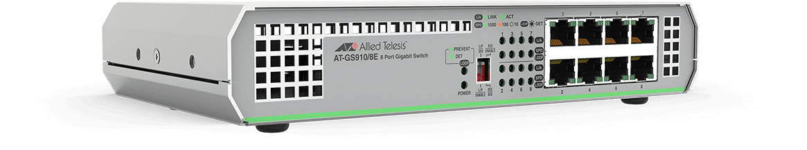 Allied Telesis AT-GS910/8E-30 netwerk-switch Unmanaged Gigabit Ethernet (10/100/1000) 1U Grijs (AT-GS910/8E-30) thumbnail