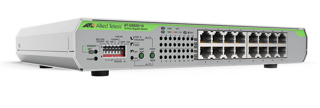 Allied Telesis AT-GS920/16-30 netwerk-switch Unmanaged Gigabit Ethernet (10/100/1000) 1U Grijs (AT-GS920/16-30) thumbnail