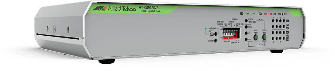 Allied Telesis GS920/8 Managed Gigabit Ethernet (10/100/1000) 1U Grijs (AT-GS920/8-30) thumbnail