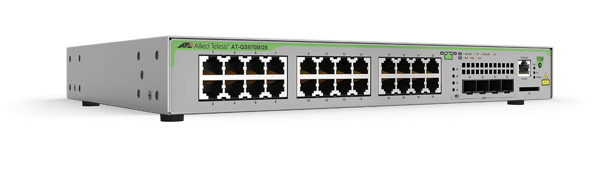Allied Telesis GS970M Managed L3 Gigabit Ethernet (10/100/1000) 1U Grijs (AT-GS970M/28PS-50) thumbnail
