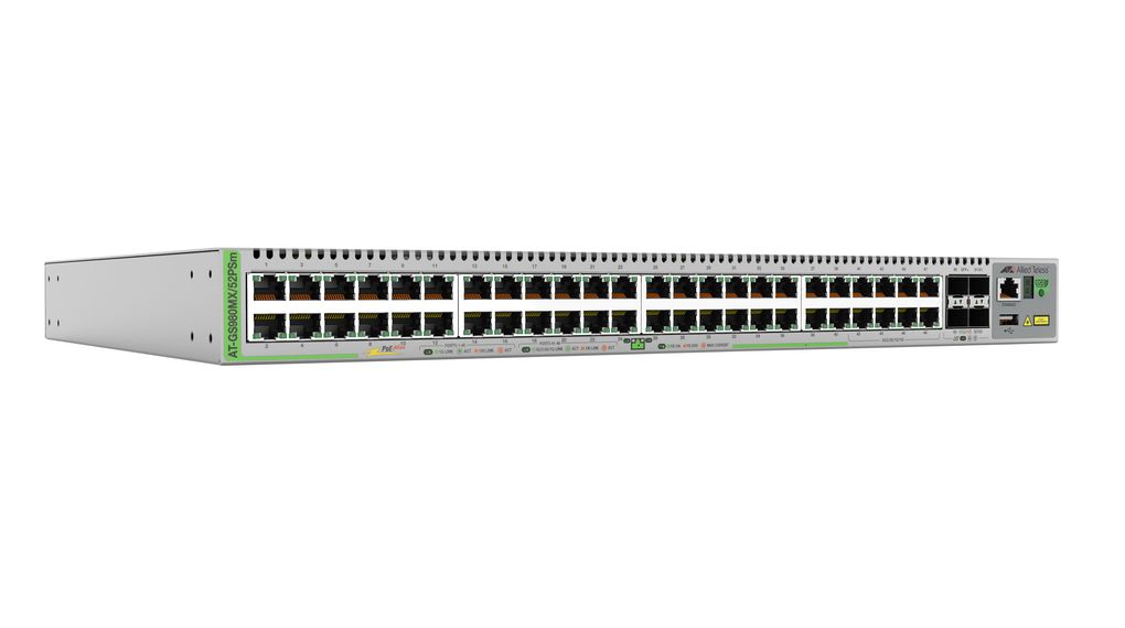 Allied Telesis AT-GS980MX/52PSM-50 netwerk-switch Managed L3 10G Ethernet (100/1000/10000) Power over Ethernet (PoE) Grijs (AT-GS980MX/52PSM-5) thumbnail