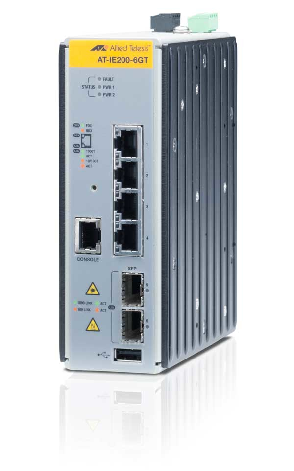 Allied Telesis AT-IE200-6GT Managed L2 Gigabit Ethernet (10/100/1000) Zwart (AT-IE200-6GT-80) thumbnail