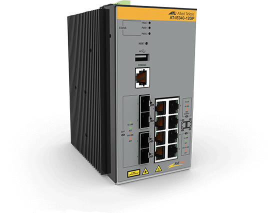 Allied Telesis AT-IE340-12GP-980 netwerk-switch Managed L3 Gigabit Ethernet (10/100/1000) Power over Ethernet (PoE) Grijs (AT-IE340-12GP-980) thumbnail