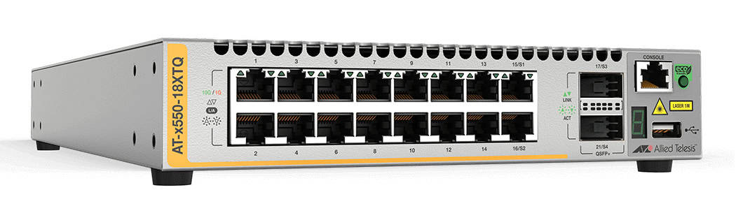 Allied Telesis AT-X550-18XTQ-30 netwerk-switch Managed L3 10G Ethernet (100/1000/10000) Grijs (AT-X550-18XTQ-30) thumbnail