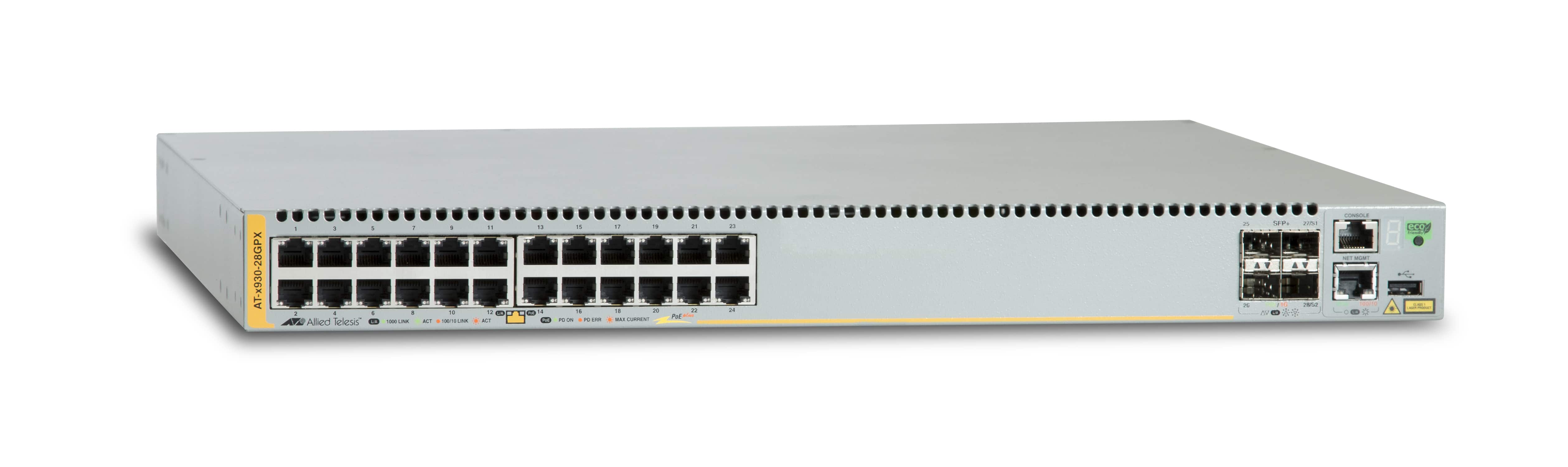 Allied Telesis AT-x930-28GPX Managed L3 Gigabit Ethernet (10/100/1000) Power over Ethernet (PoE) Grijs (AT-X930-28GPX) thumbnail Allied Telesis AT-x930-28GPX Managed L3 Gigabit Ethernet (10/100/1000) Power over Ethernet (PoE) Grijs (AT-X930-28GPX) thumbnail