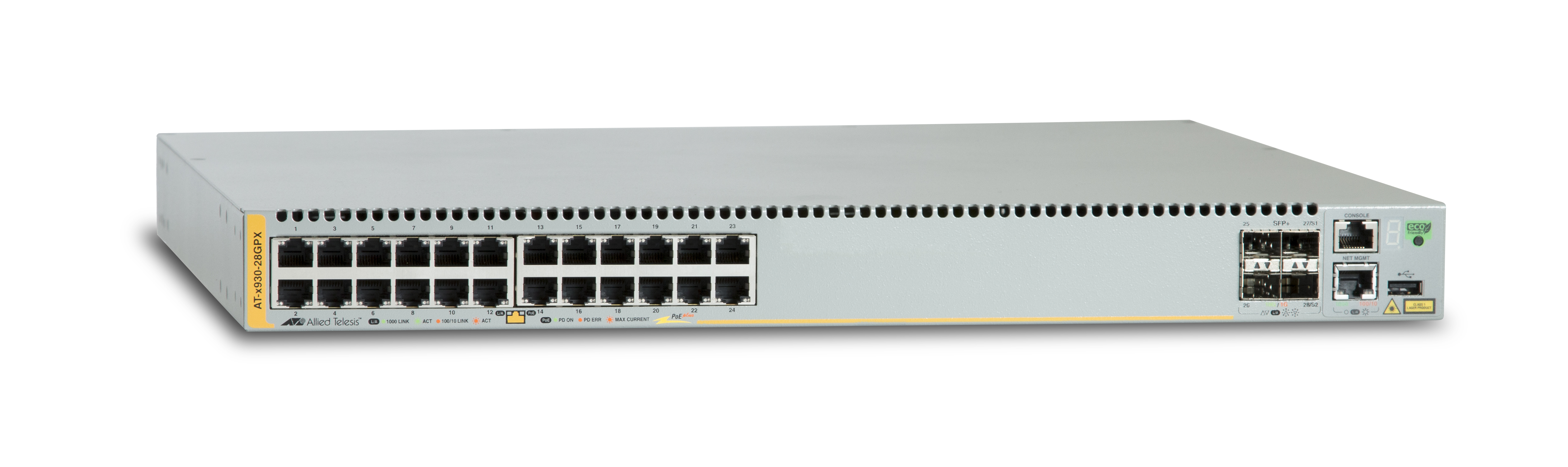 Allied Telesis AT-x930-28GPX Managed L3 Gigabit Ethernet (10/100/1000) Power over Ethernet (PoE) Grijs (AT-X930-28GPX) thumbnail