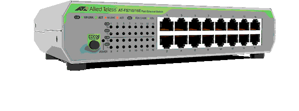 Allied Telesis FS710/16E Unmanaged Fast Ethernet (10/100) 1U Groen, Grijs (FS710/16E-60) thumbnail