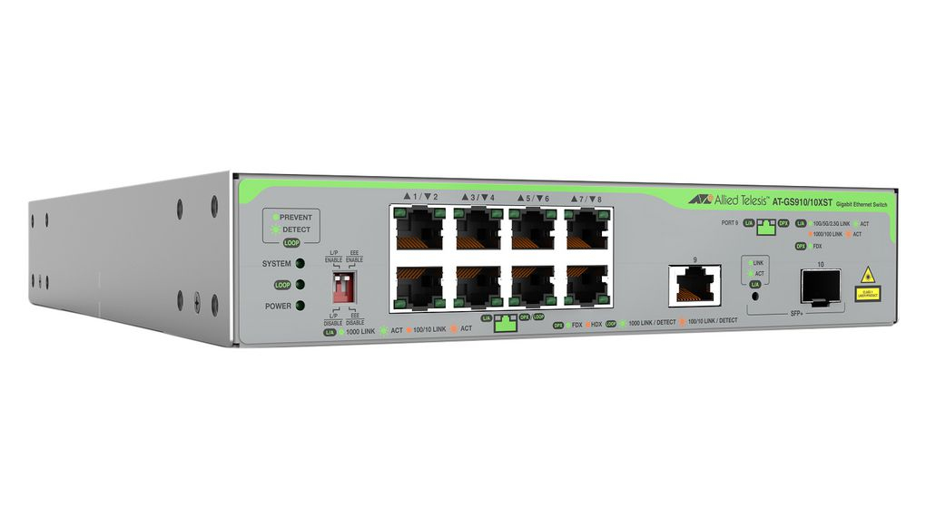 Allied Telesis AT-GS910/10XST-50 netwerk-switch Unmanaged 10G Ethernet (100/1000/10000) Grijs (GS910/10XST-50) thumbnail