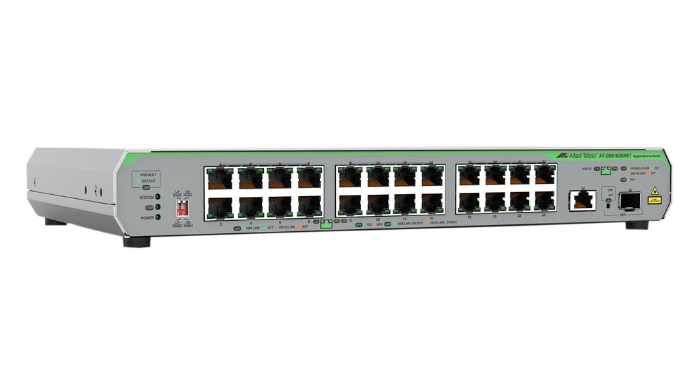 Allied Telesis AT-GS910/26XST-50 netwerk-switch Unmanaged 10G Ethernet (100/1000/10000) Grijs (GS910/26XST-50) thumbnail