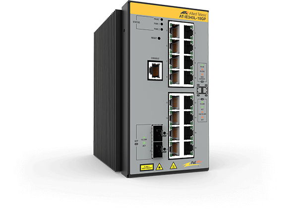 Allied Telesis AT-IE340L-18GP-80 Managed L3 Gigabit Ethernet (10/100/1000) Power over Ethernet (PoE) Grijs (IE340L-18GP-80) thumbnail