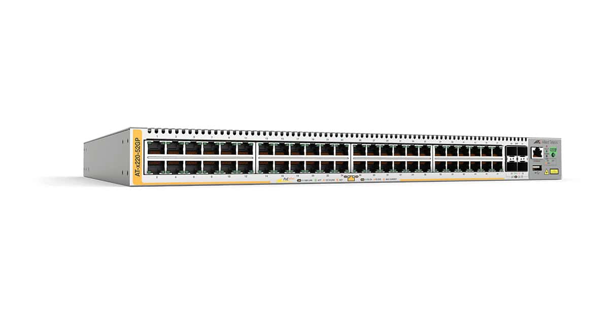 Allied Telesis AT-x220-52GP-50 Managed L3 Gigabit Ethernet (10/100/1000) Power over Ethernet (PoE) 1U Grijs (X220-52GP-50) thumbnail Allied Telesis AT-x220-52GP-50 Managed L3 Gigabit Ethernet (10/100/1000) Power over Ethernet (PoE) 1U Grijs (X220-52GP-50) thumbnail