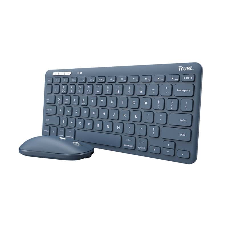 Trust Lyra toetsenbord Inclusief muis RF-draadloos + Bluetooth QWERTY Amerikaans Engels Blauw (24937) thumbnail
