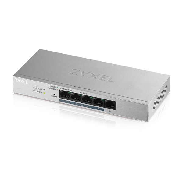 Zyxel GS1200-5HP v2 Managed Gigabit Ethernet (10/100/1000) Power over Ethernet (PoE) Grijs (GS1200-5HPV2-EU010) thumbnail
