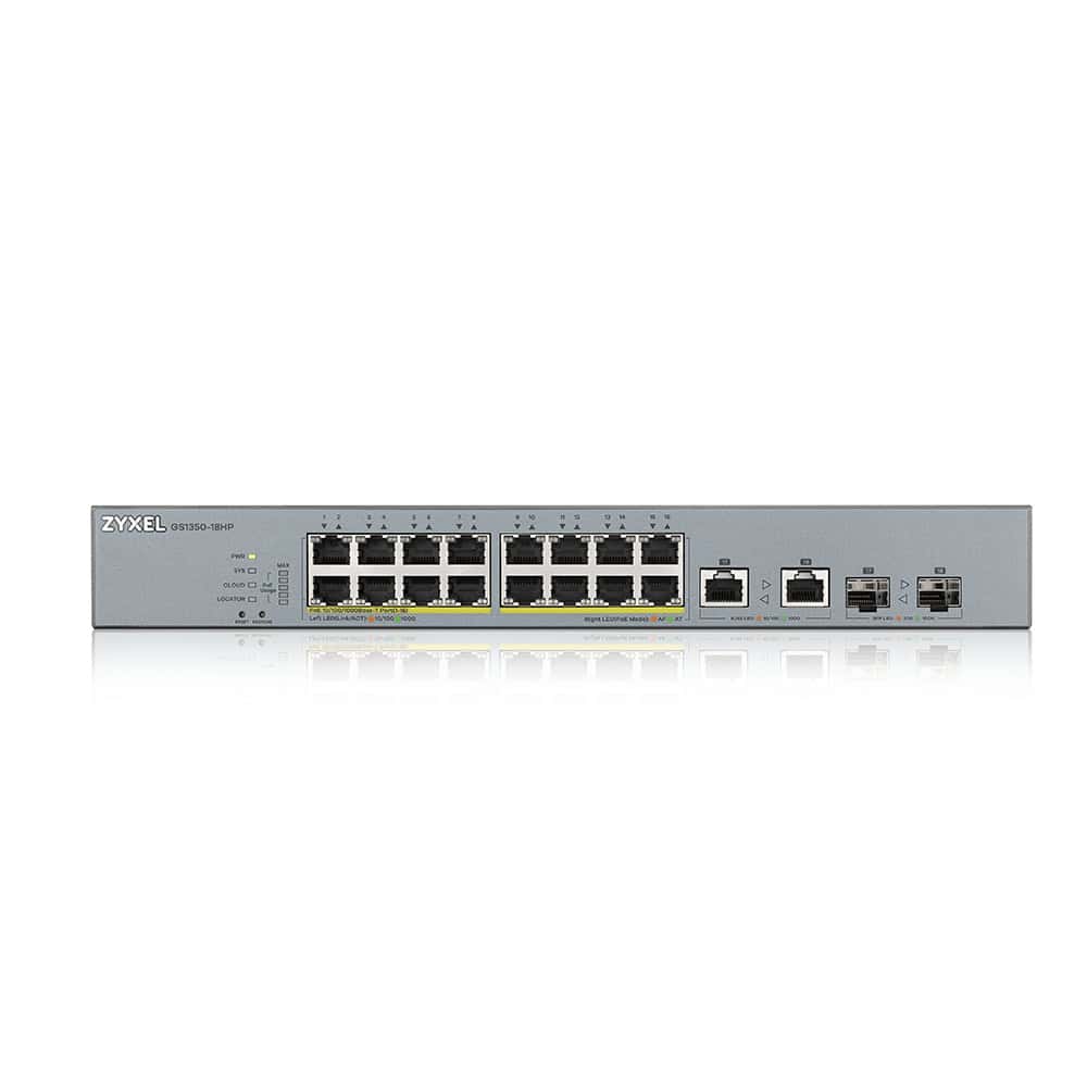 Zyxel GS1350-18HP-EU0101F netwerk-switch Managed L2 Gigabit Ethernet (10/100/1000) Power over Ethernet (PoE) Grijs (GS1350-18HP-EU0101) thumbnail