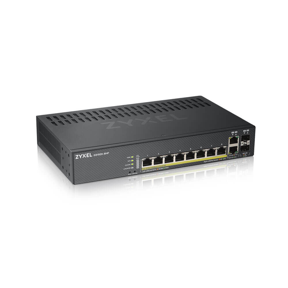 Zyxel GS1920-8HPV2 Managed Gigabit Ethernet (10/100/1000) Power over Ethernet (PoE) Zwart (GS1920-8HPV2-EU010) thumbnail
