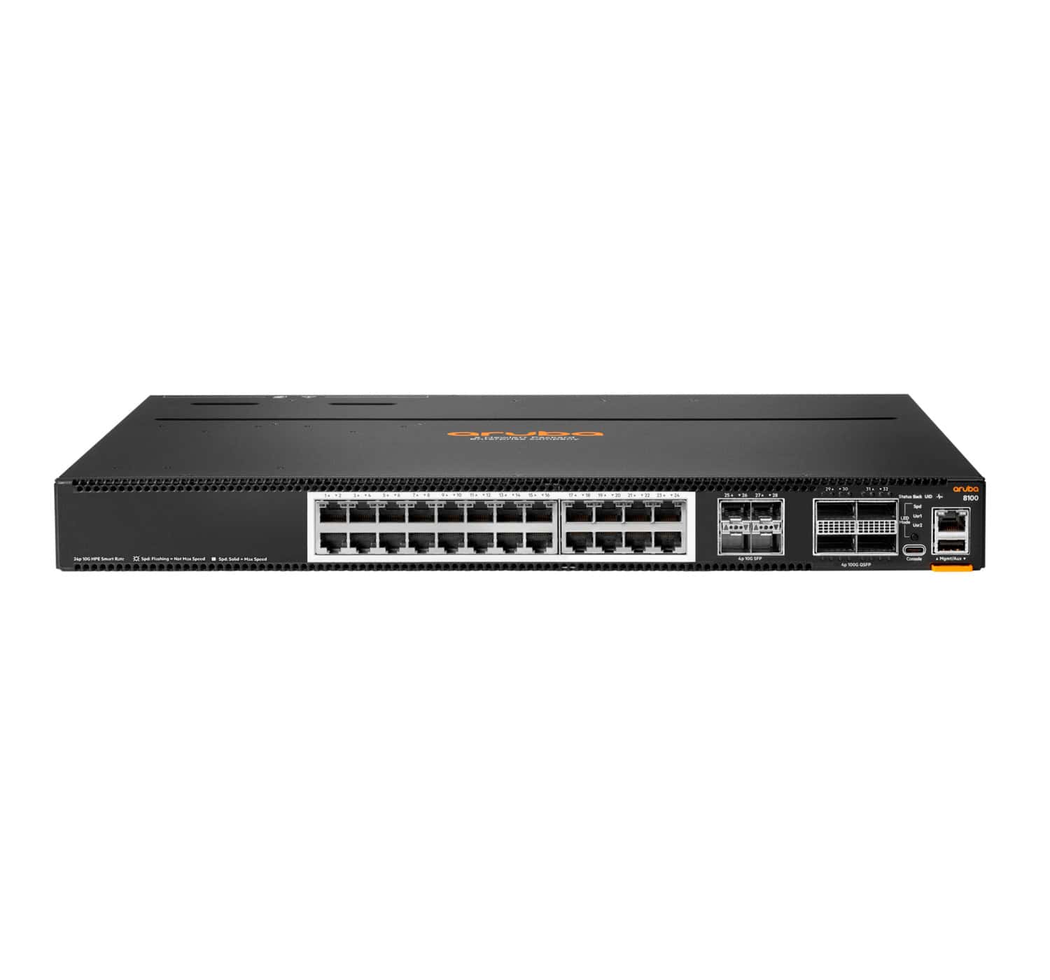 HPE Aruba Networking CX 8100 24x10G Base-T 4x10G SFP+ 4x40/100G QSFP28 FB 3Fan 2AC PSU Managed L3 10G Ethernet (100/1000/10000) 1U (R9W88A#ABB) thumbnail HPE Aruba Networking CX 8100 24x10G Base-T 4x10G SFP+ 4x40/100G QSFP28 FB 3Fan 2AC PSU Managed L3 10G Ethernet (100/1000/10000) 1U (R9W88A#ABB) thumbnail