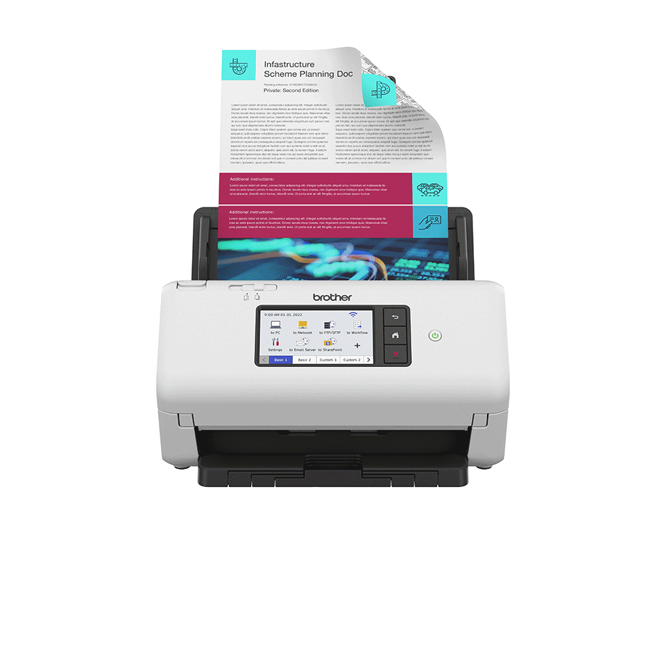 Brother ADS-4700W scanner Scanner met ADF + invoer voor losse vellen 600 x 600 DPI A4 Zwart, Wit (ADS4700WRE1) thumbnail